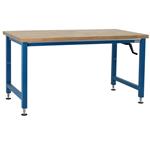 BenchPro ManualHydraulic Lift Workbench, 1-3/4" Solid Maple Top, 1,000 lb Cap., Blue